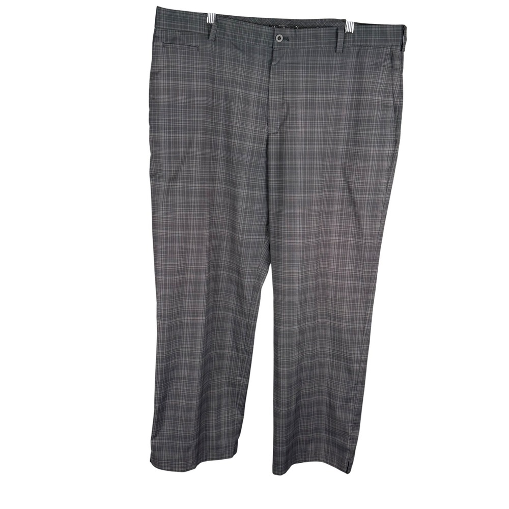 Nike Golf Mens Grey Plaid Flat Front Pants 40x30 Trousers Swoosh Logo